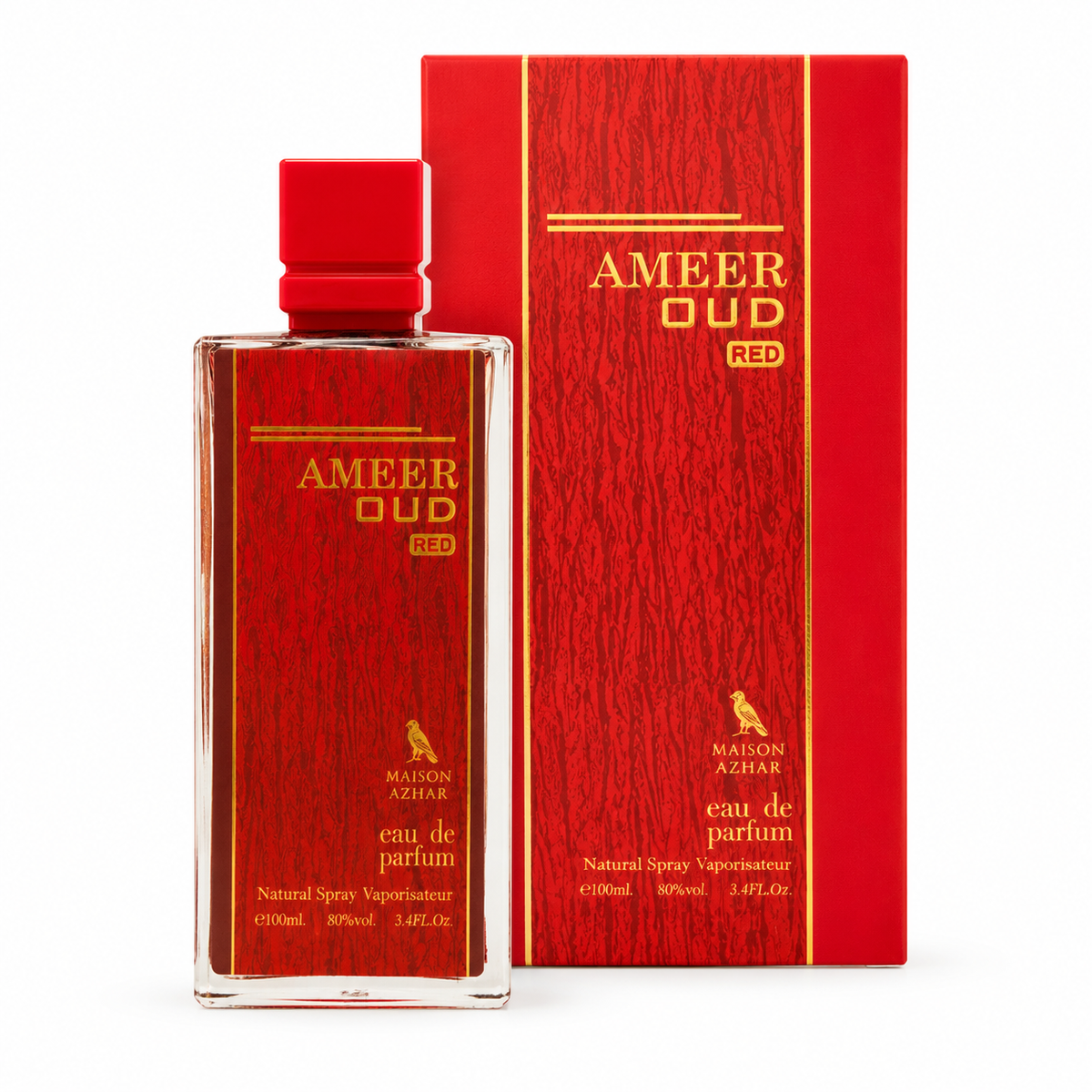 Ameer Oud Red Maison Azhar - fondo blanco