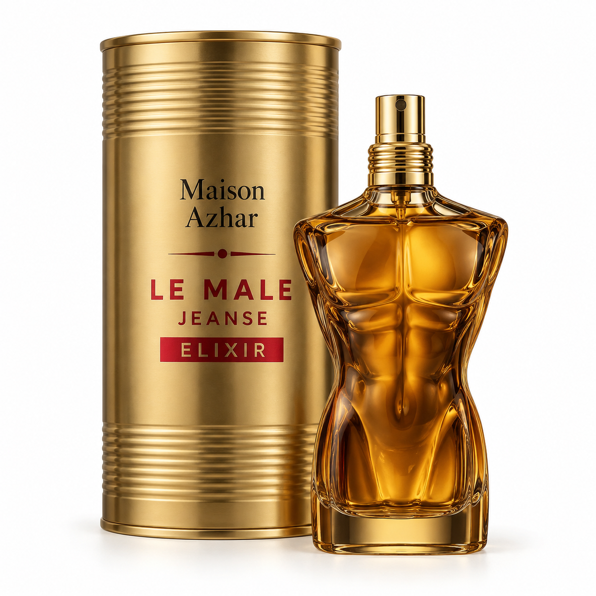 Perfume Le Male Jeanse Elixir Maison Azhar - fondo blanco