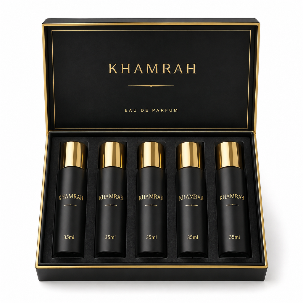 Set 5 Perfumes Khamrah - fondo blanco