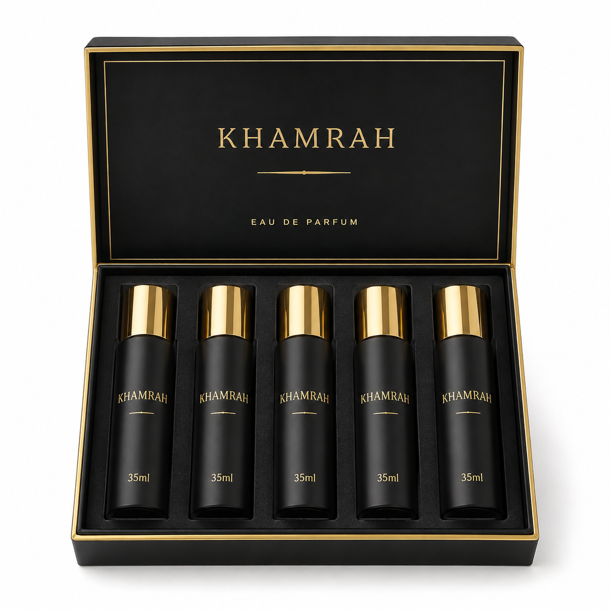 Set 5 Perfumes Khamrah - fondo blanco